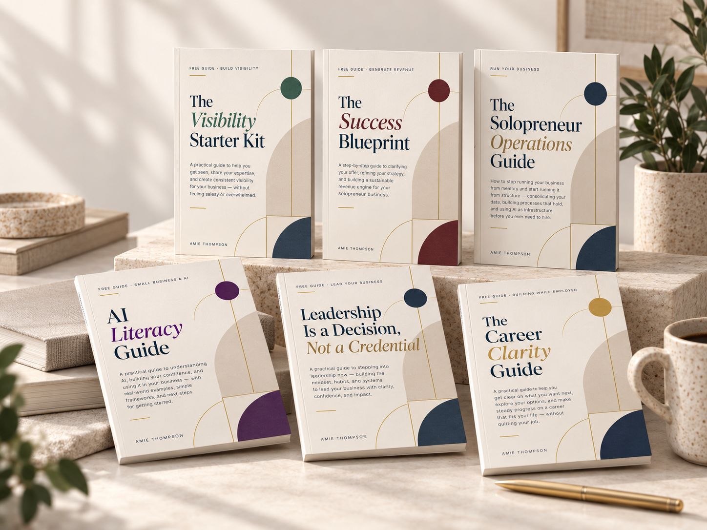 The collection of Amie Thompson's free guides for small business owners.